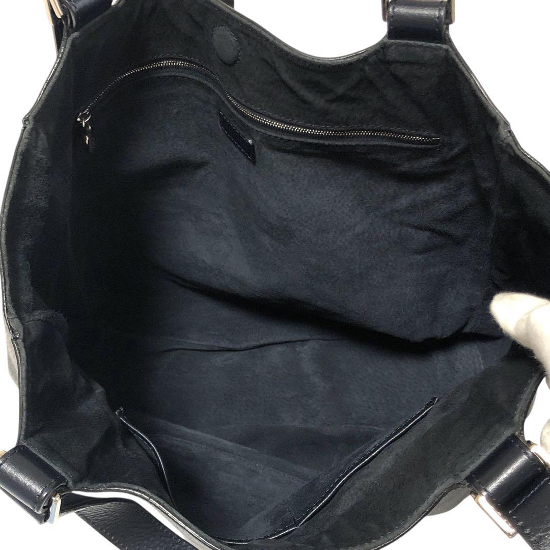 【極美品】HIROFU ヒロフ Hロゴ ショルダートート シボ革 黒