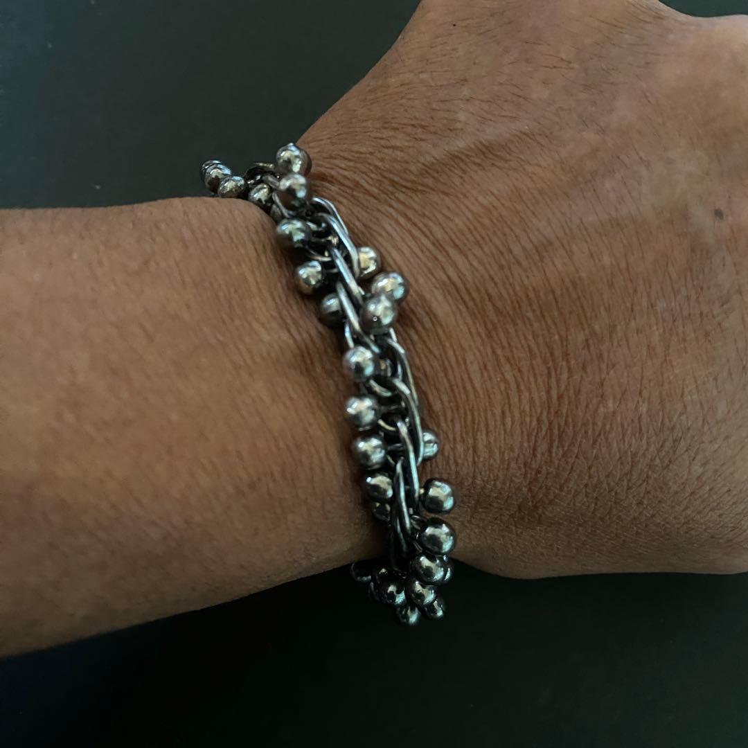 ヴィンテージ メキシコ シルバー パール DNA リンク ブレスレット