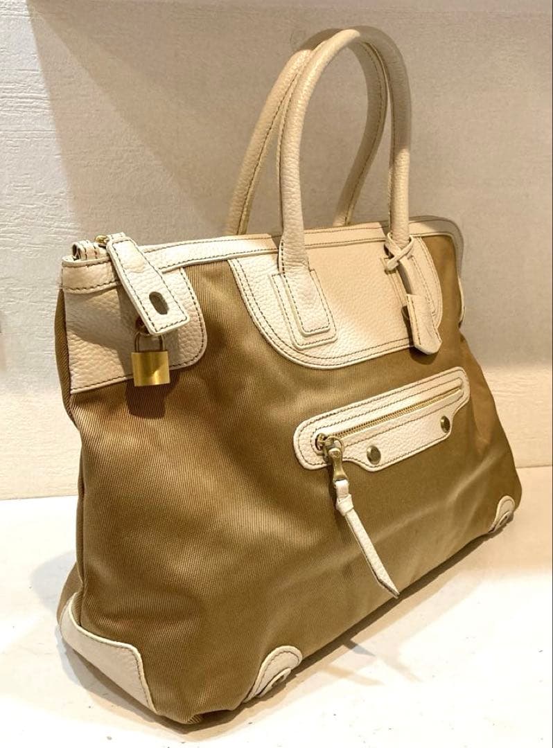 【美品】TOFF&LOADSTONE キー ナイロン　トートバッグ　ベージュ