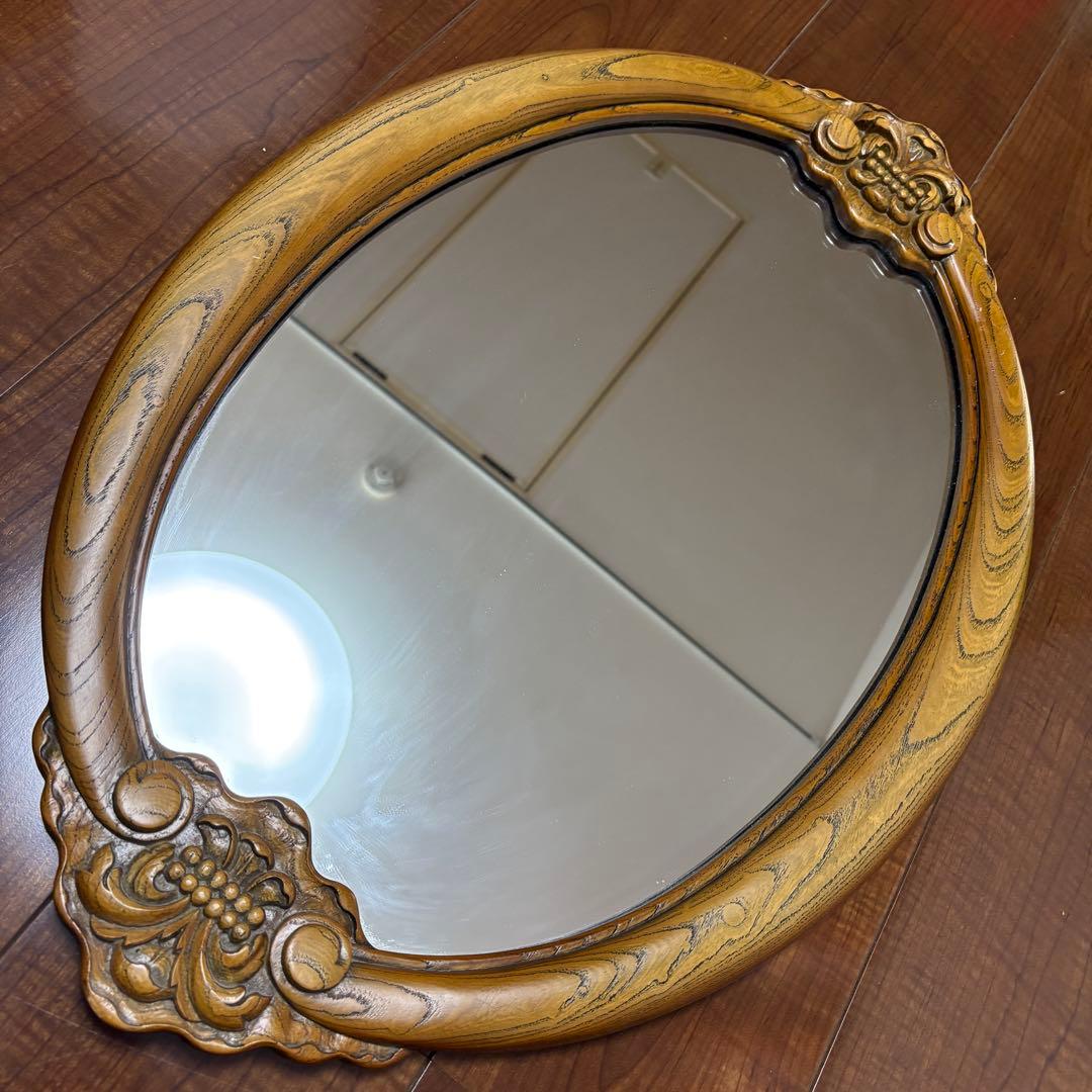 洋館　西洋　クラシカル　壁掛け　ウォールミラー　鏡　彫刻　展示品　英国