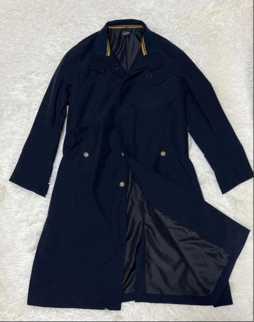 ジ*ヌ様 【美品】Fred Perry トレンチコート　M相当　ロゴ　ネイビー