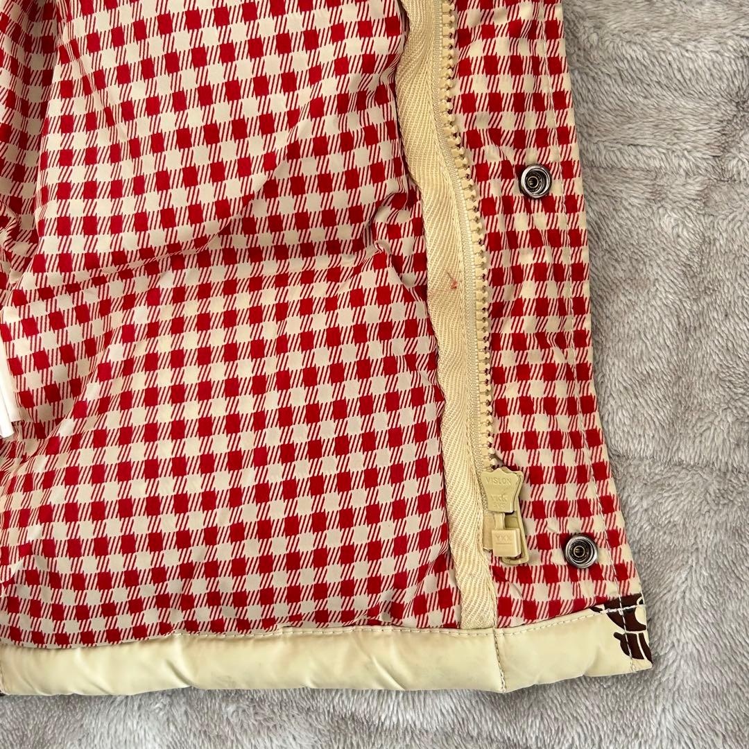 ヒステリックグラマー　ダウンベスト　クリーム　赤チェック　ヒスベア　総柄