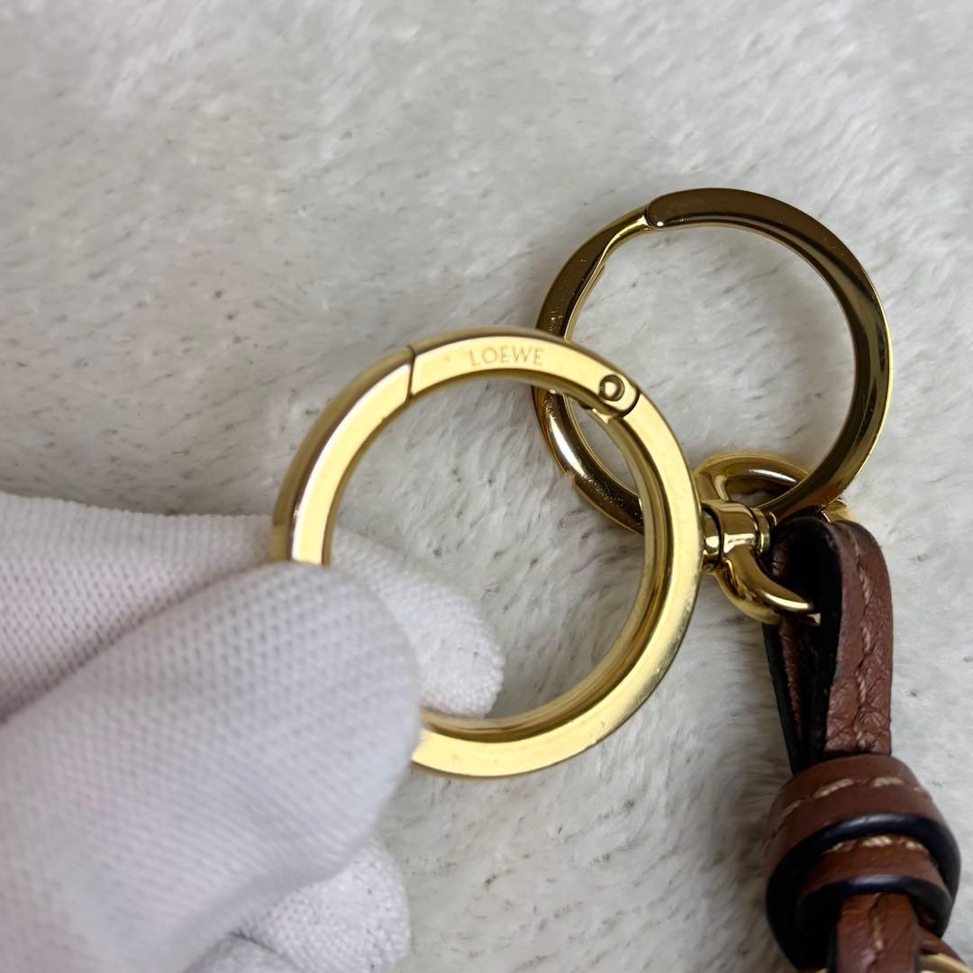 【美品✨】LOEWE キーリング バックチャーム アナグラム ブラウン レザー