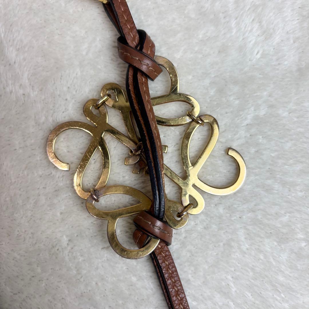 【美品✨】LOEWE キーリング バックチャーム アナグラム ブラウン レザー