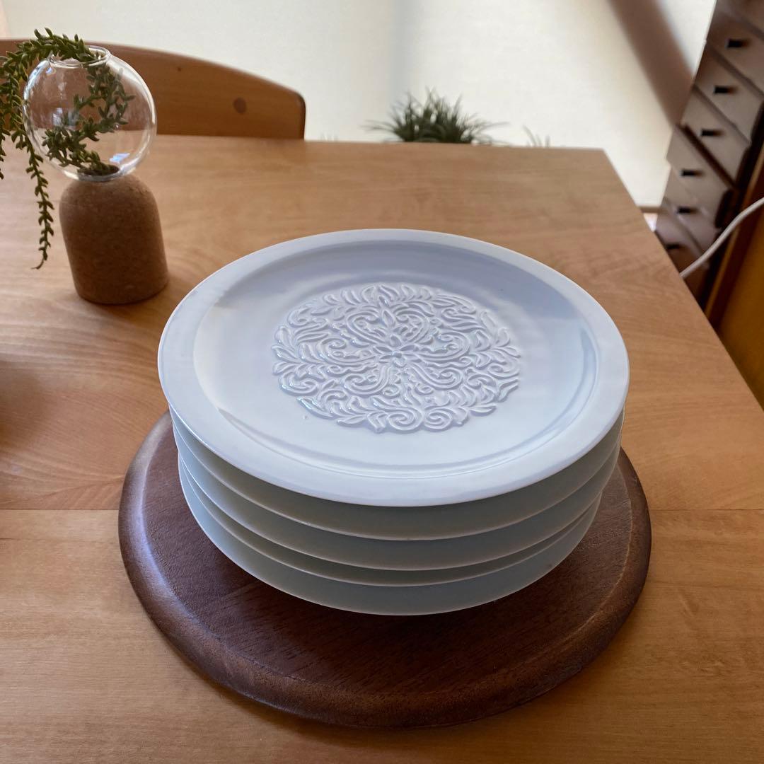 加藤渓山　青白磁唐草皿　5枚　お値下げしました