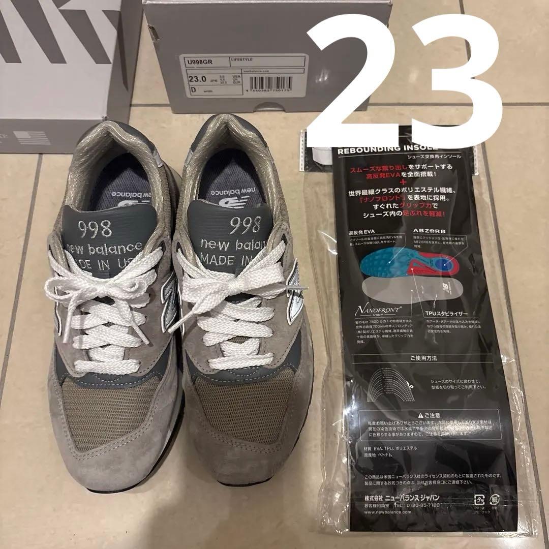 靴 New Balance 998 Gray 23