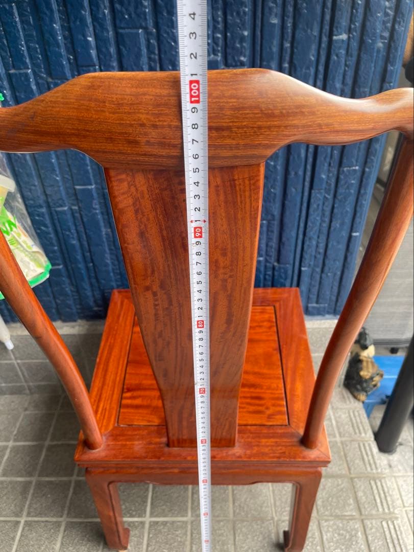 中国美術 ダイニング7点セット 花梨材 無垢 彫刻 アンティーク調 伸長式