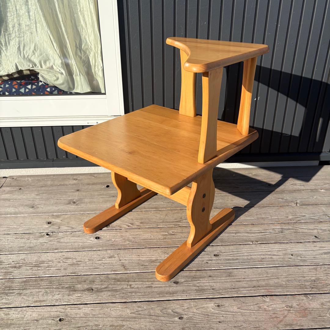 北欧レトロ 天然木製 コーナーラック 2段 サイドテーブル ナチュラル 収納棚