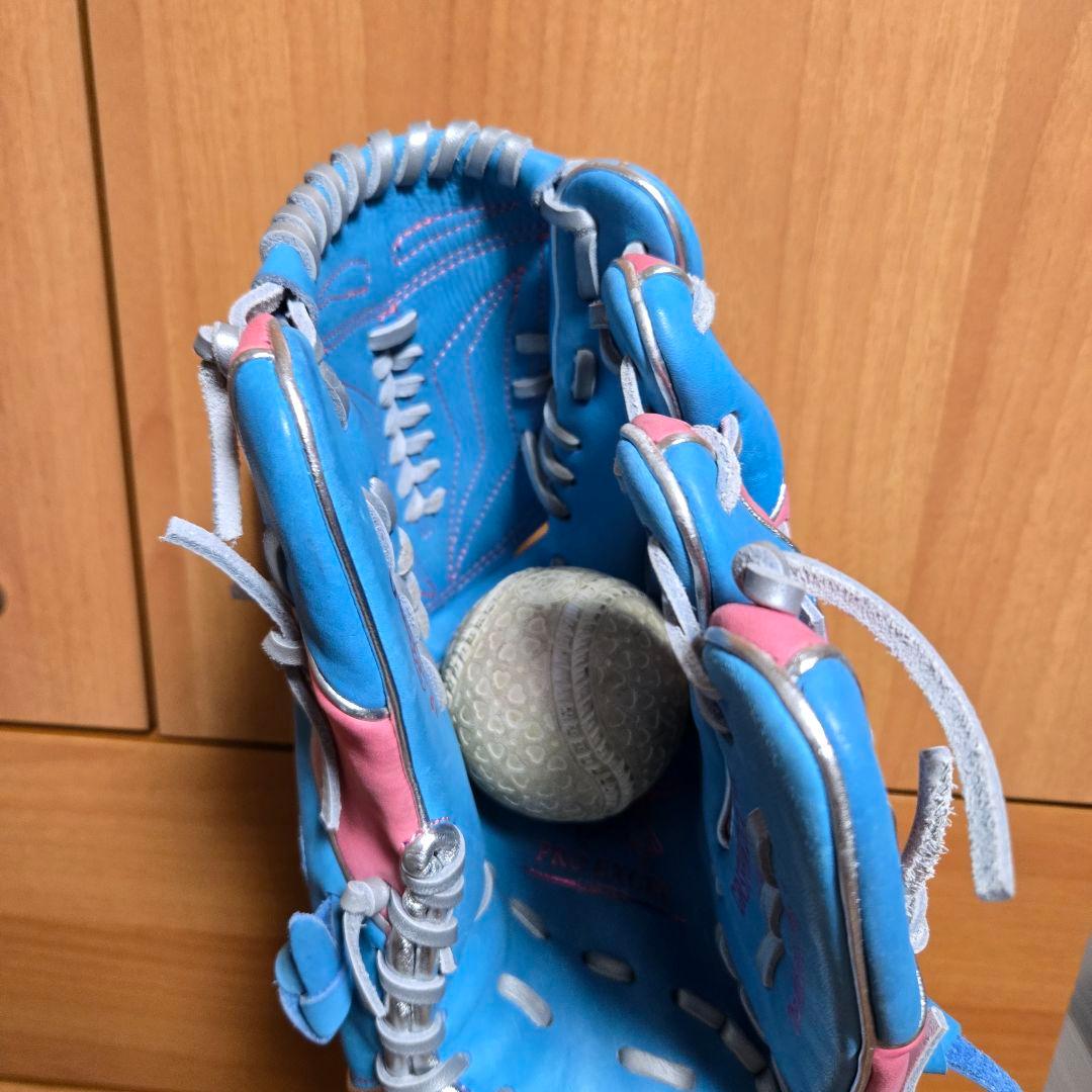 品薄商品！Rawlings 軟式グローブ サックス/ピンク右投げ用