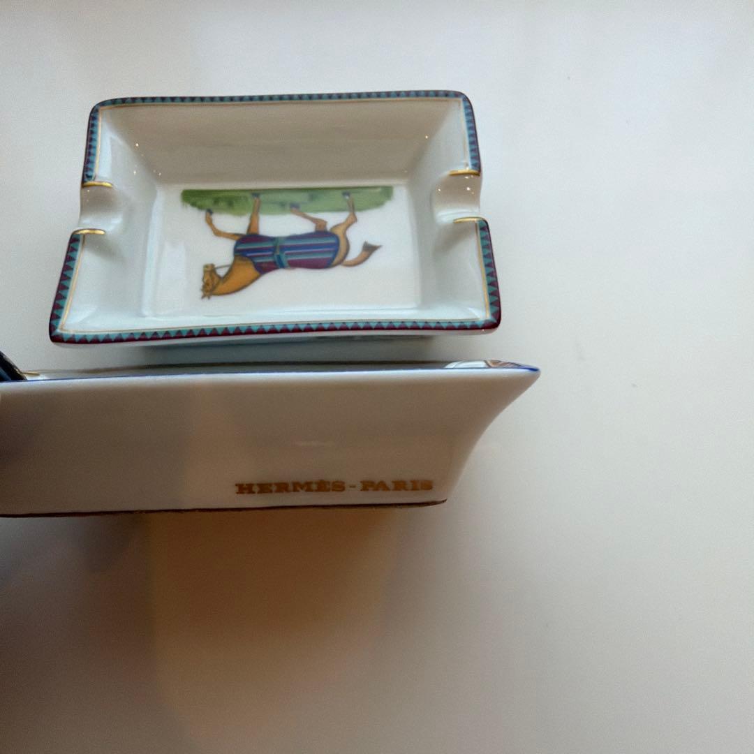 SG男　エルメス　ミニ　灰皿　アッシュトレイ　2点セット　ホース　馬柄