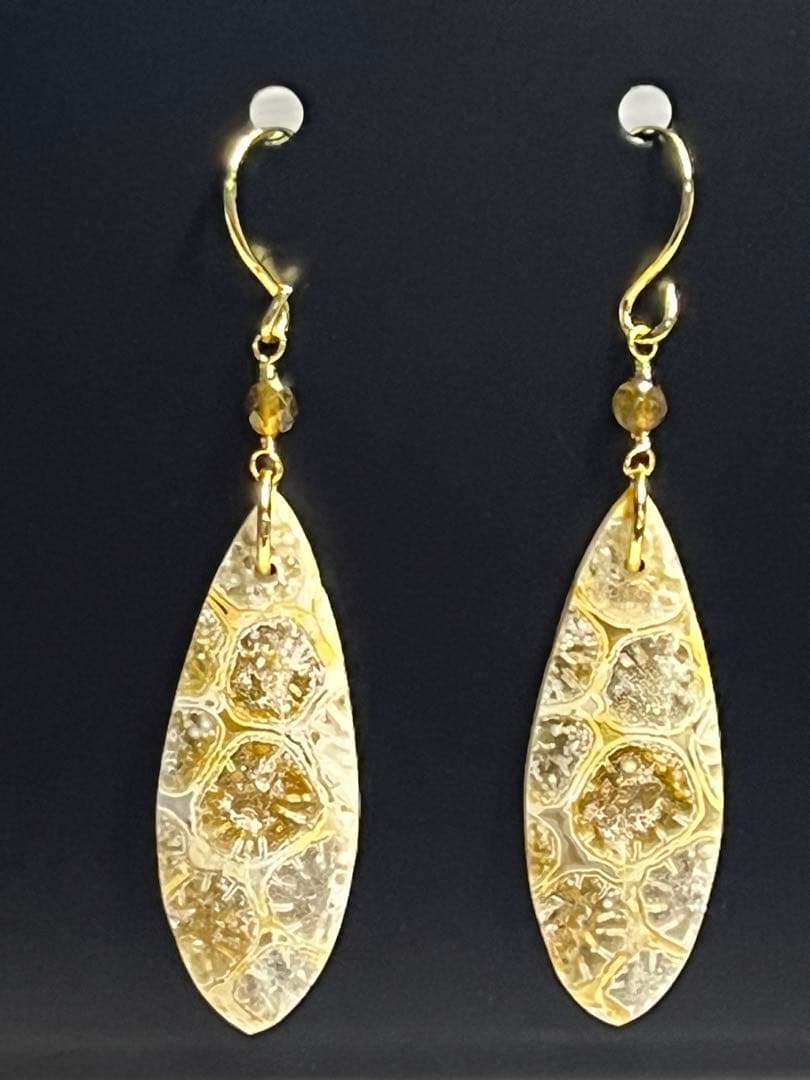 ＊＊COCO＊＊　14kgf フォッシルコーラル ピアス