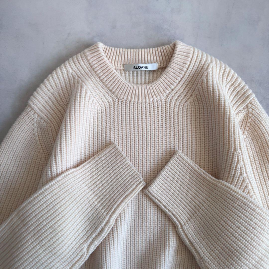 極美品▲SLOANE スローン クルーネックニット オフホワイト サイズ4 XL