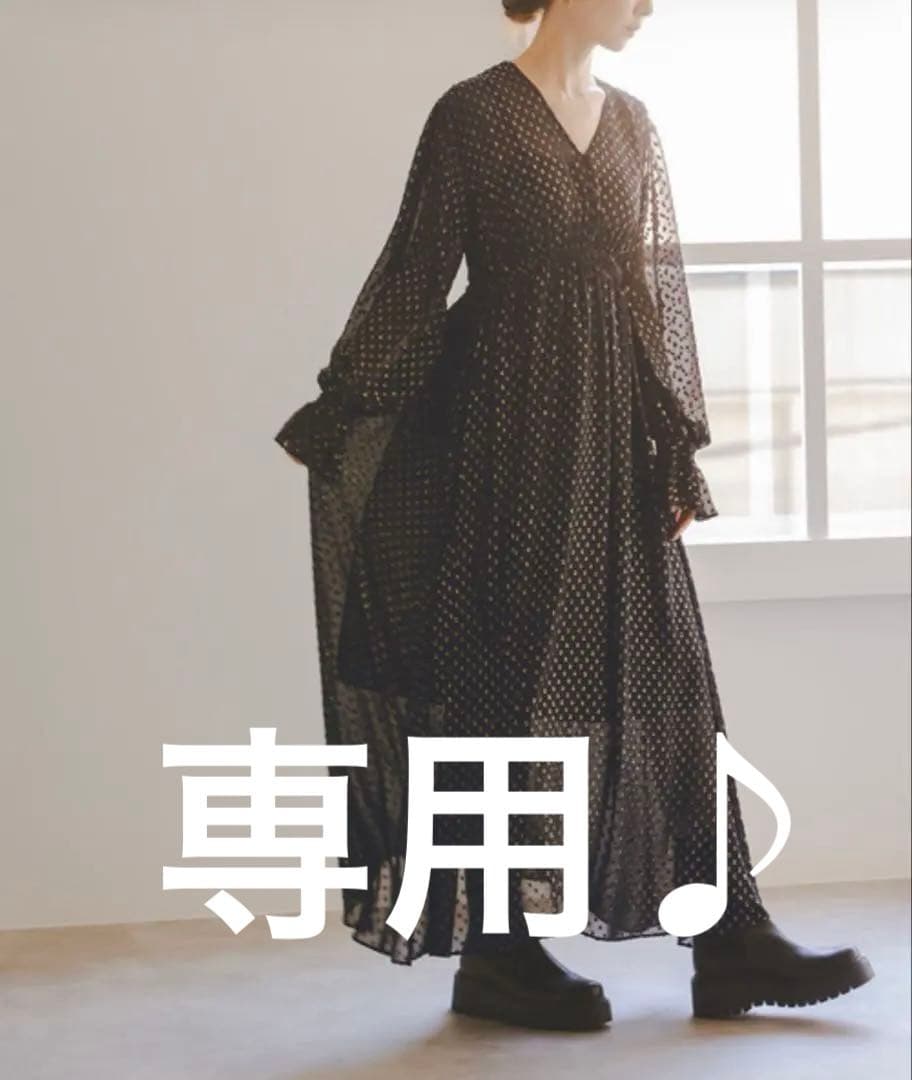 noble 【着用一回のみ】ブラック ドット柄 マキシワンピース