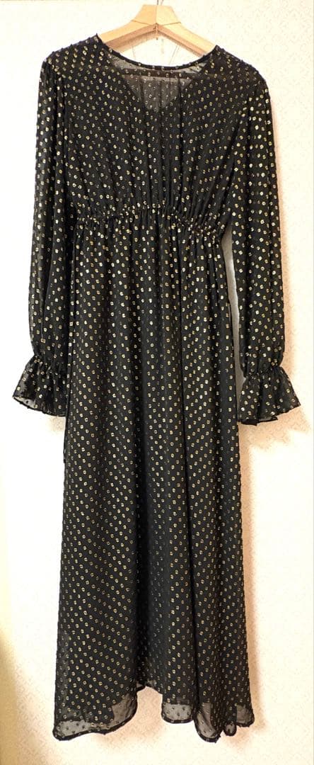 noble 【着用一回のみ】ブラック ドット柄 マキシワンピース