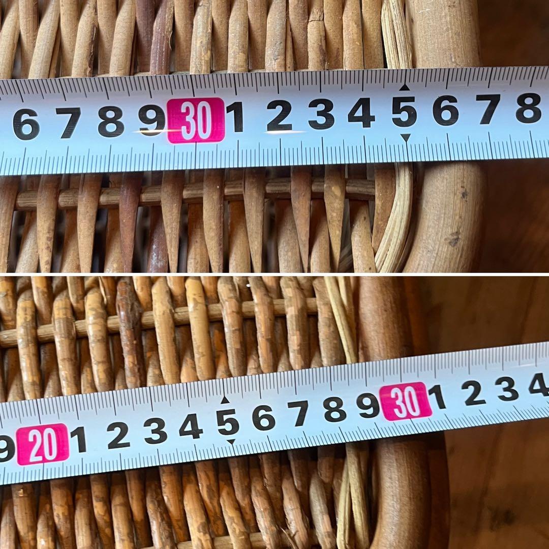 籐 ラタン かご バスケット 大小 セット 昭和レトロ 当時物 インテリア 収納