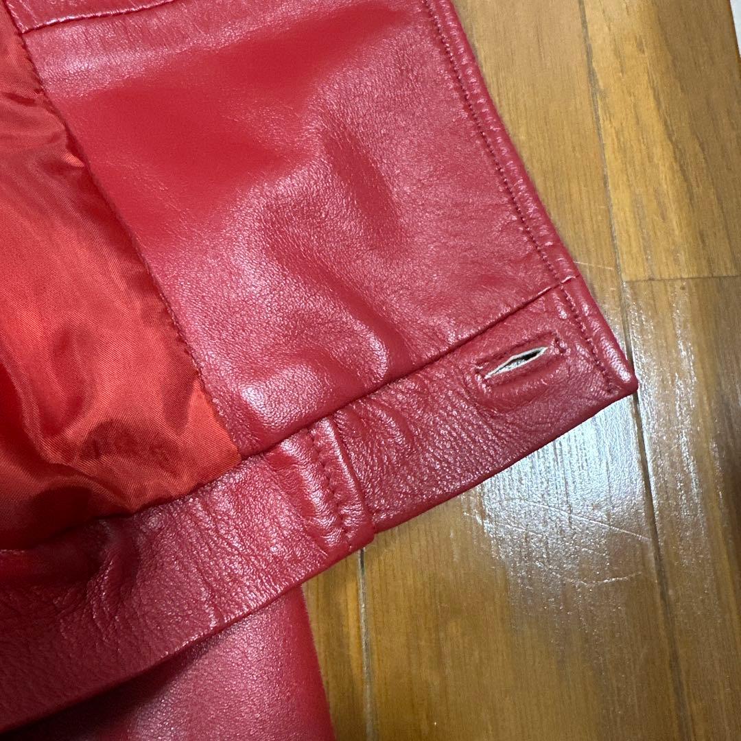 ライダースレザージャケット レディース　Mサイズ 赤色　美品！
