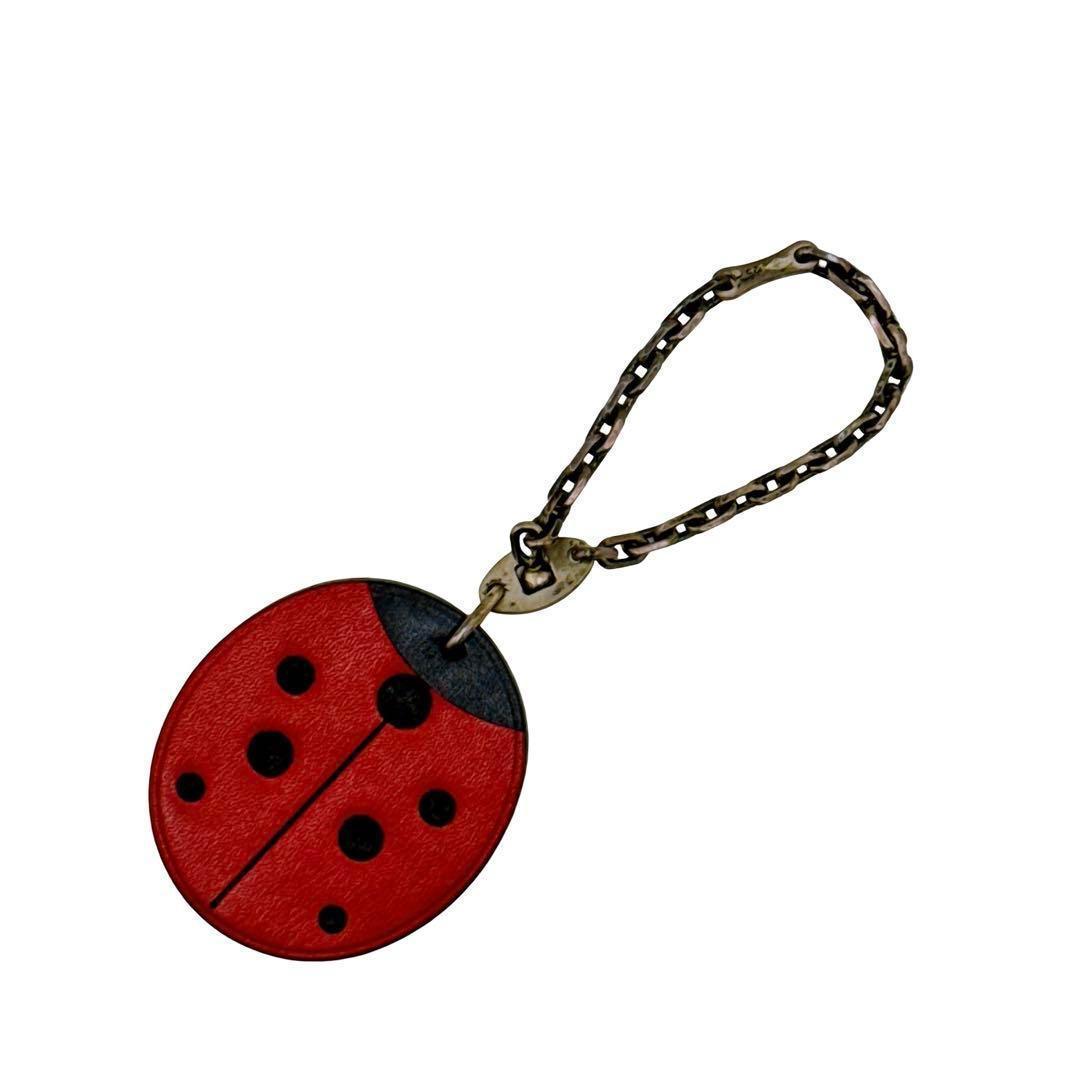 エルメス てんとう虫 レッド テントウムシ キーホルダー バッグチャーム レザー