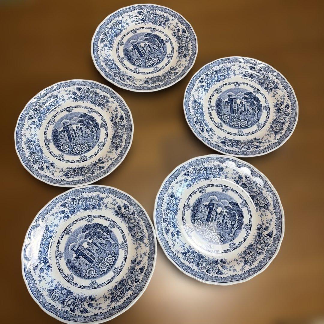 アンティーク青花柄プレート5枚セット