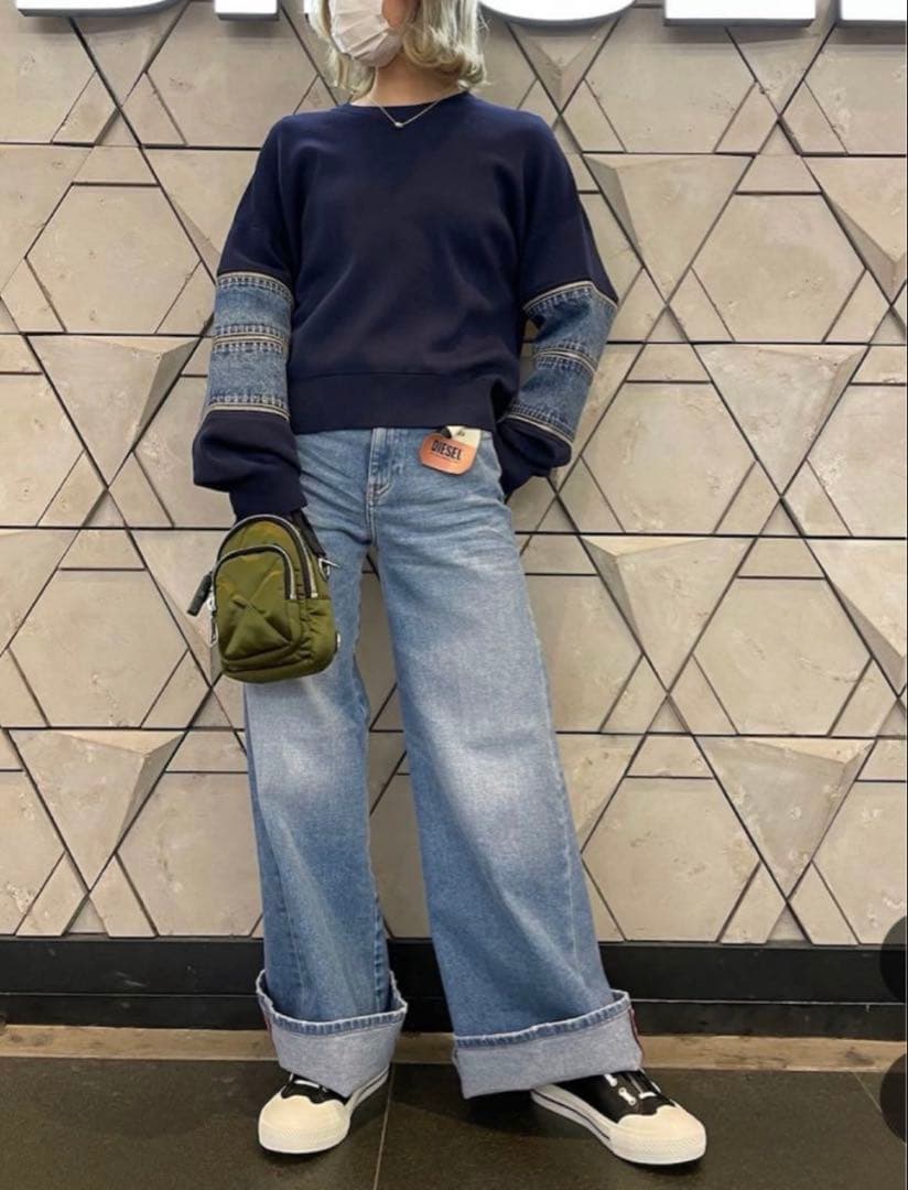 ディーゼル DIESEL ニットデニム切り替えジップディテール S