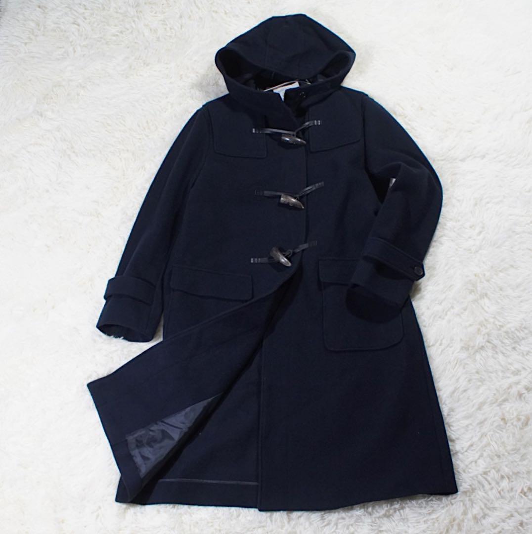 美品 ロング丈《J.PRESS》ダッフルコート(9)ネイビー トグル レザー