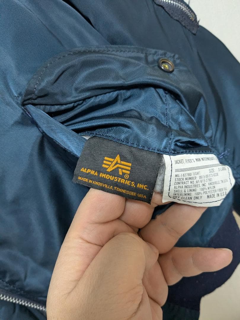 ALPHA　Alpha　 MA1　ma1　希少　紺　ネイビー　90年　USA