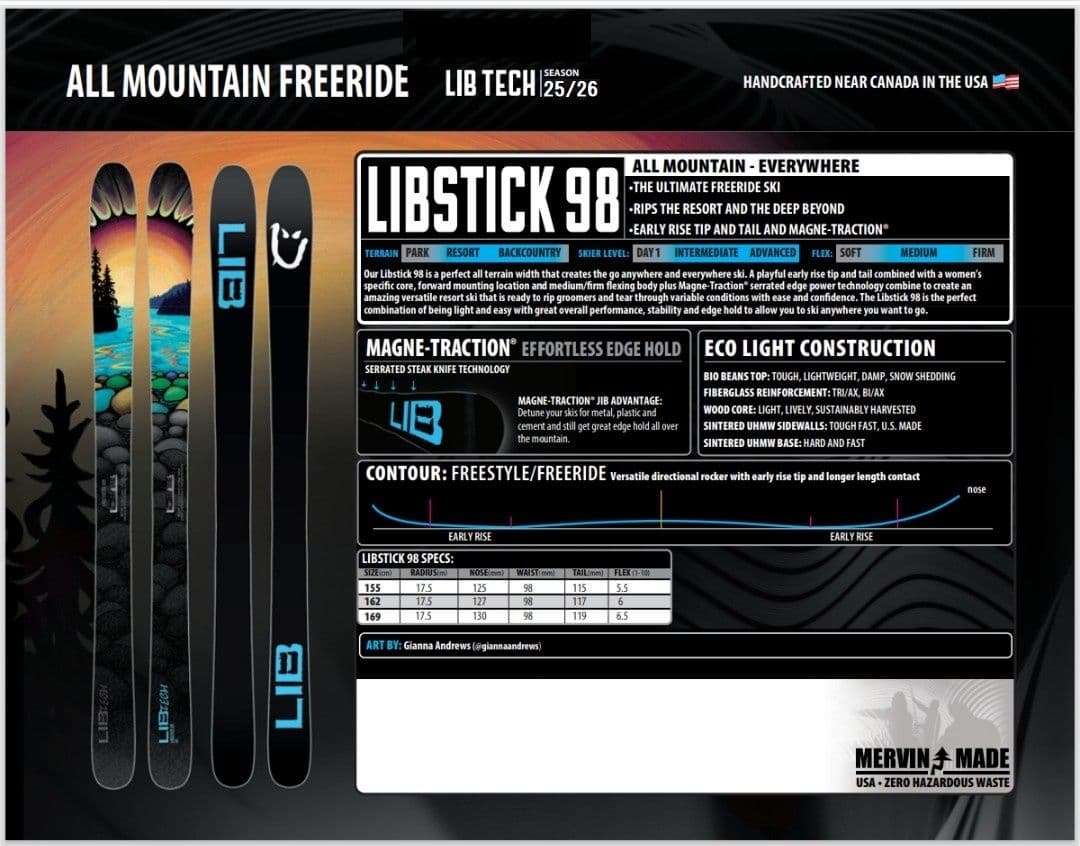 LIBTECH LIBSTICK 98 25/26 今季モデル ビン付
