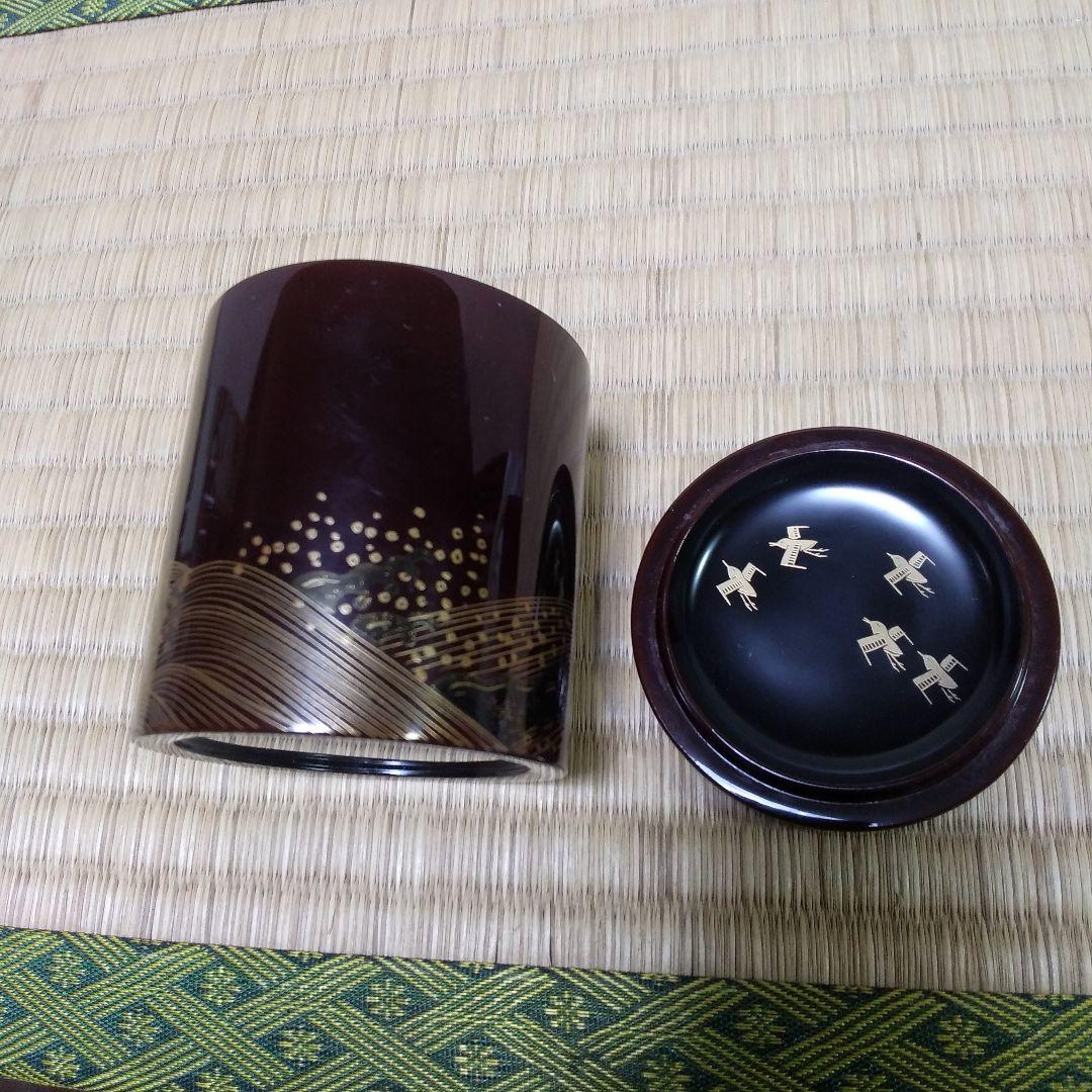 茶道具 汐汲蒔絵 寸切 棗 西村松雲 作