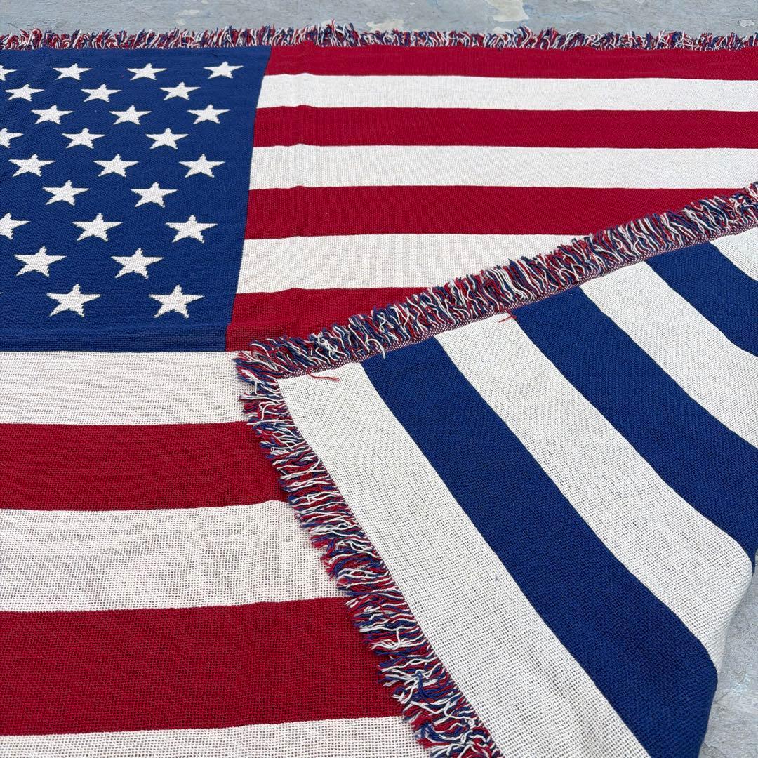 国旗　星条旗　マルチカバー　ソファカバー　ヴィンテージラグ　128x166
