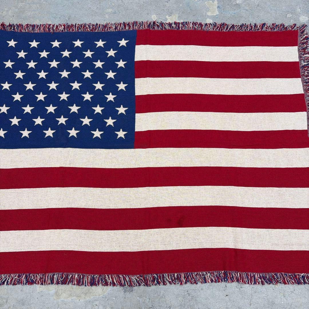 国旗　星条旗　マルチカバー　ソファカバー　ヴィンテージラグ　128x166