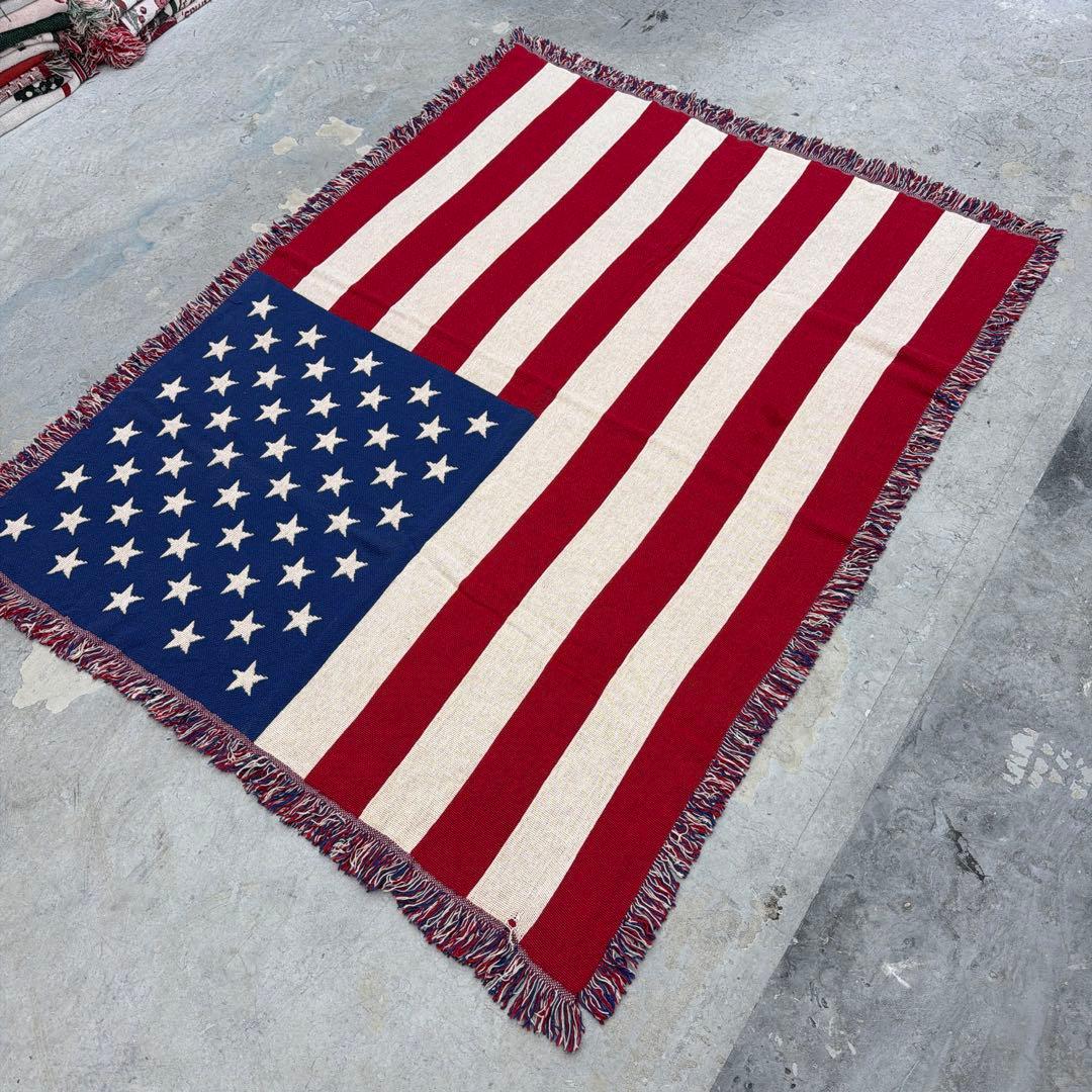 国旗　星条旗　マルチカバー　ソファカバー　ヴィンテージラグ　128x166