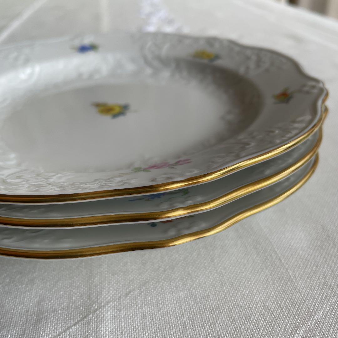 ★ マイセン　小花　エンボス　プレート　3点セット