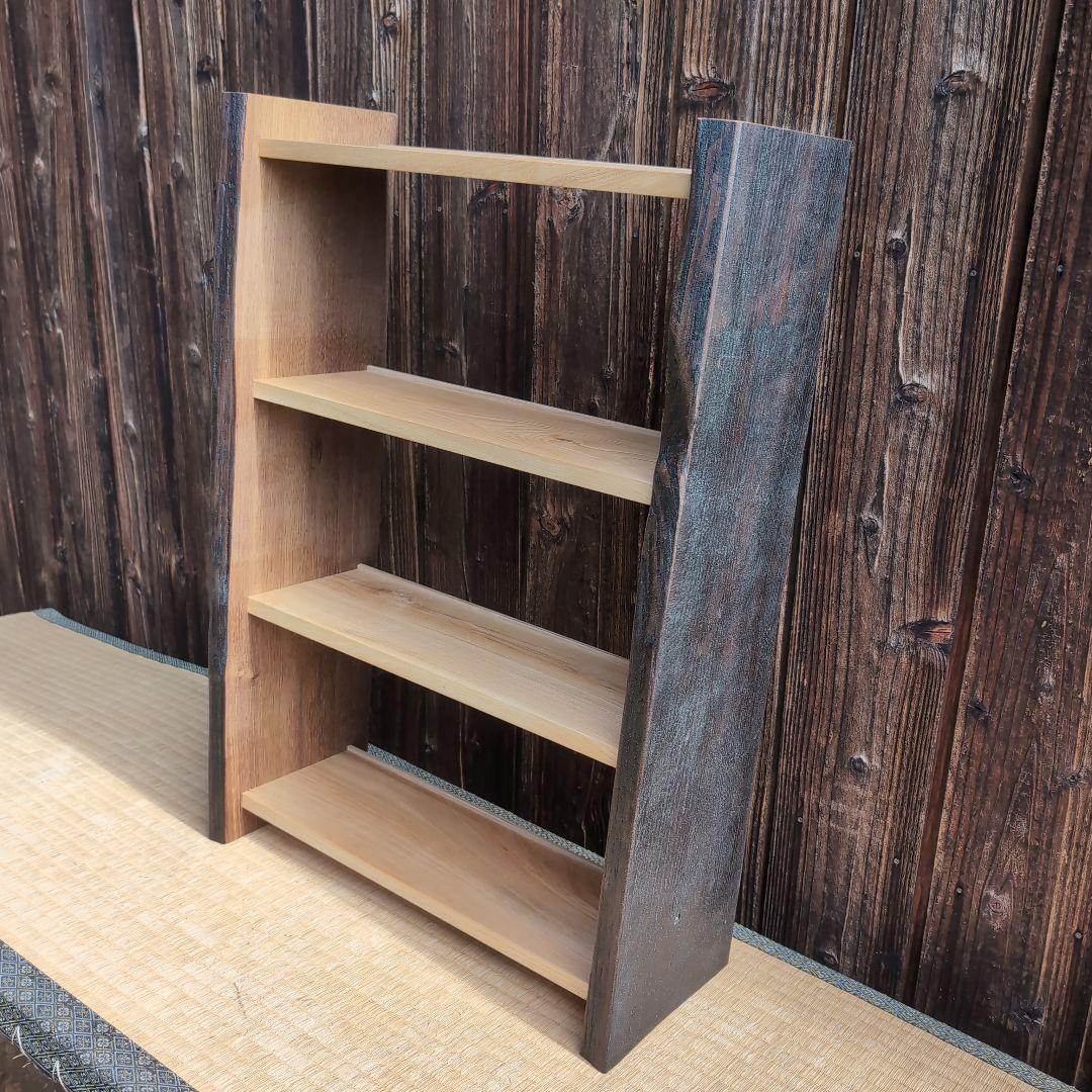 古材リメイク　栗の文庫本ラック３段　オープンシェルフ　無垢の家具