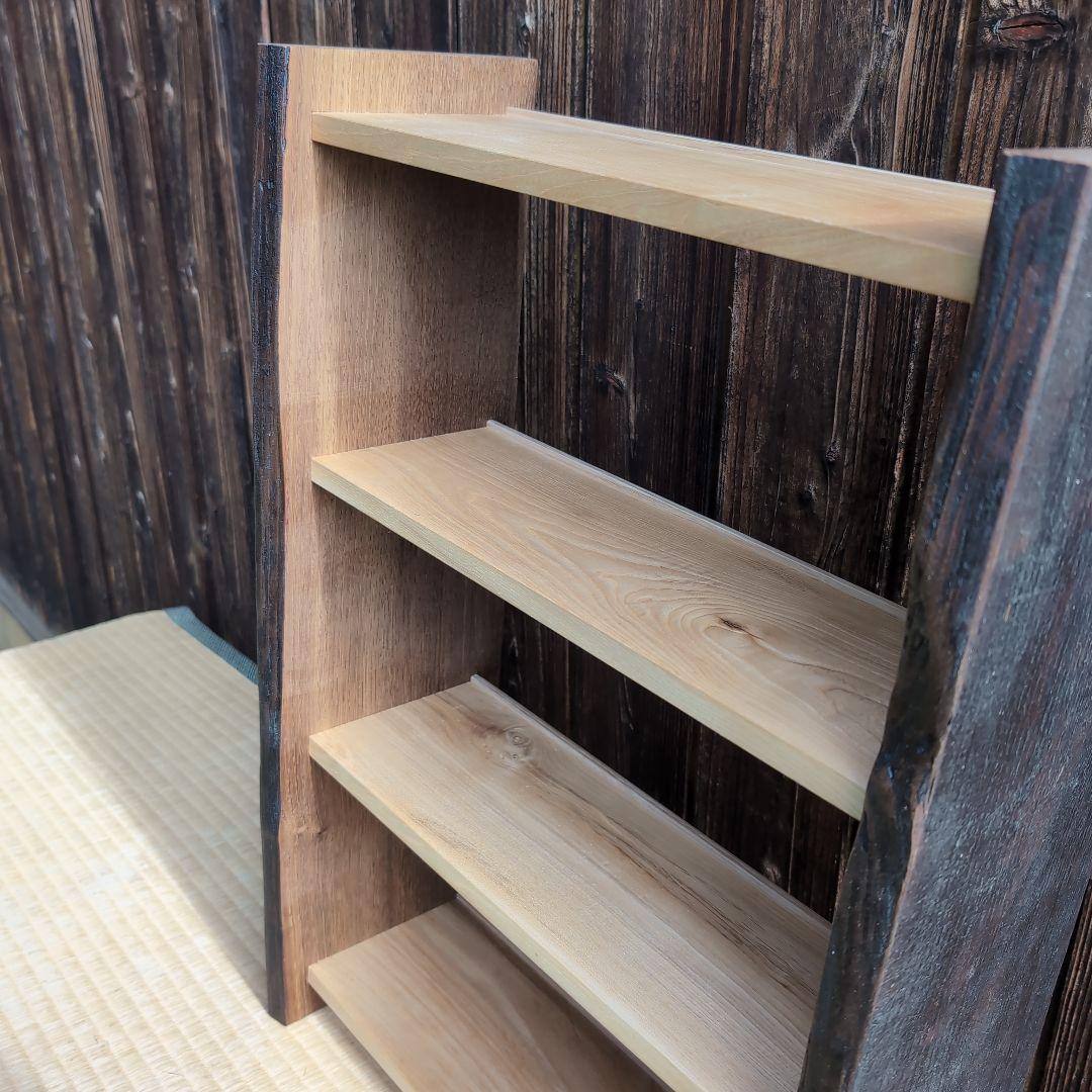 古材リメイク　栗の文庫本ラック３段　オープンシェルフ　無垢の家具