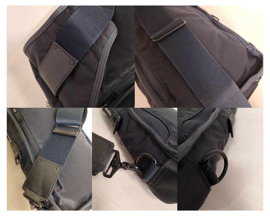 POTER リフト ボディバッグ ナイロン レザー ネイビー スリングショルダー