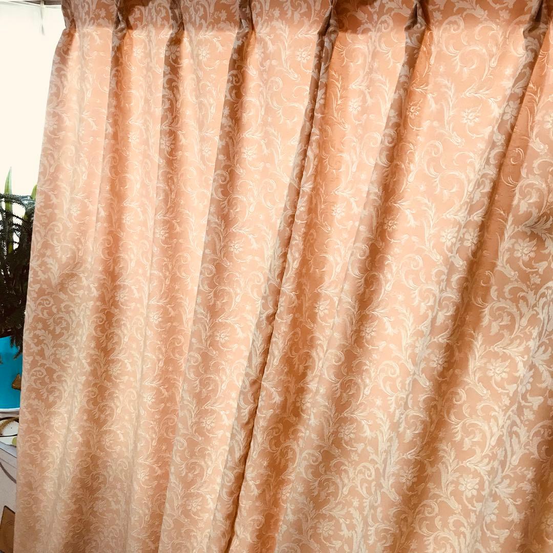 カーテン　幅125cm×丈220cm 2枚 ピンクベージュ