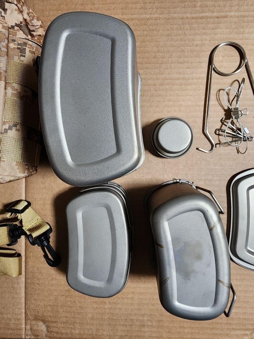 中古 チタン キャンティーン 鍋 水筒 クッカー カップ 焚き火 キャンプ