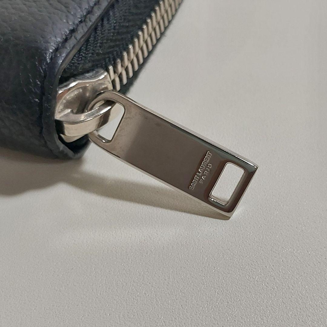サンローラン ラウンドジップ コンパクト財布 レザー ブラック 504778