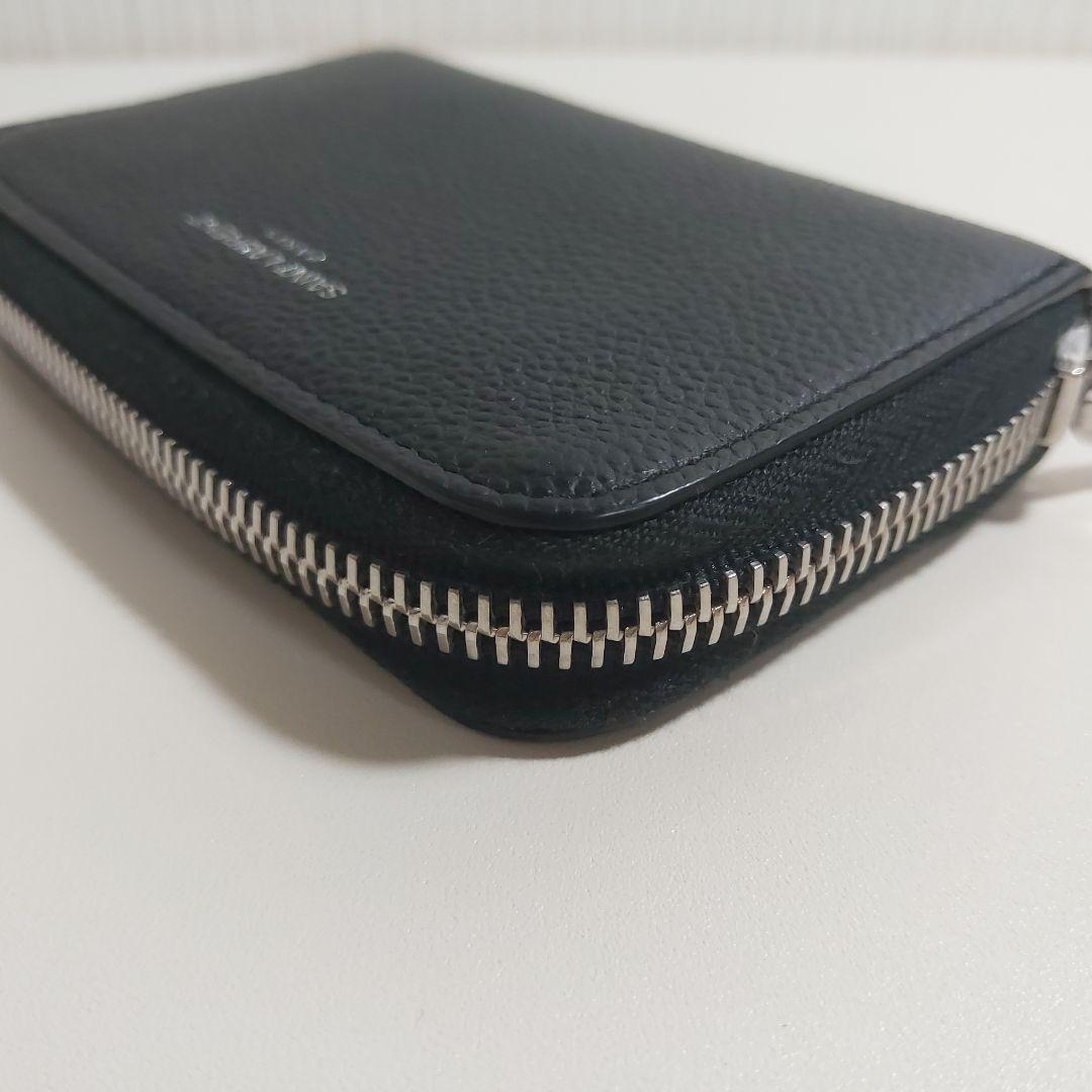 サンローラン ラウンドジップ コンパクト財布 レザー ブラック 504778