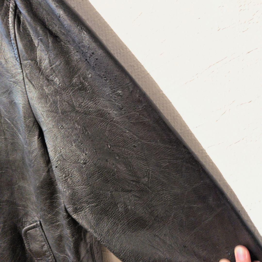 90年代希少　ラルフローレン　ブラックラムレザー　スタンドカラーレザージャケット