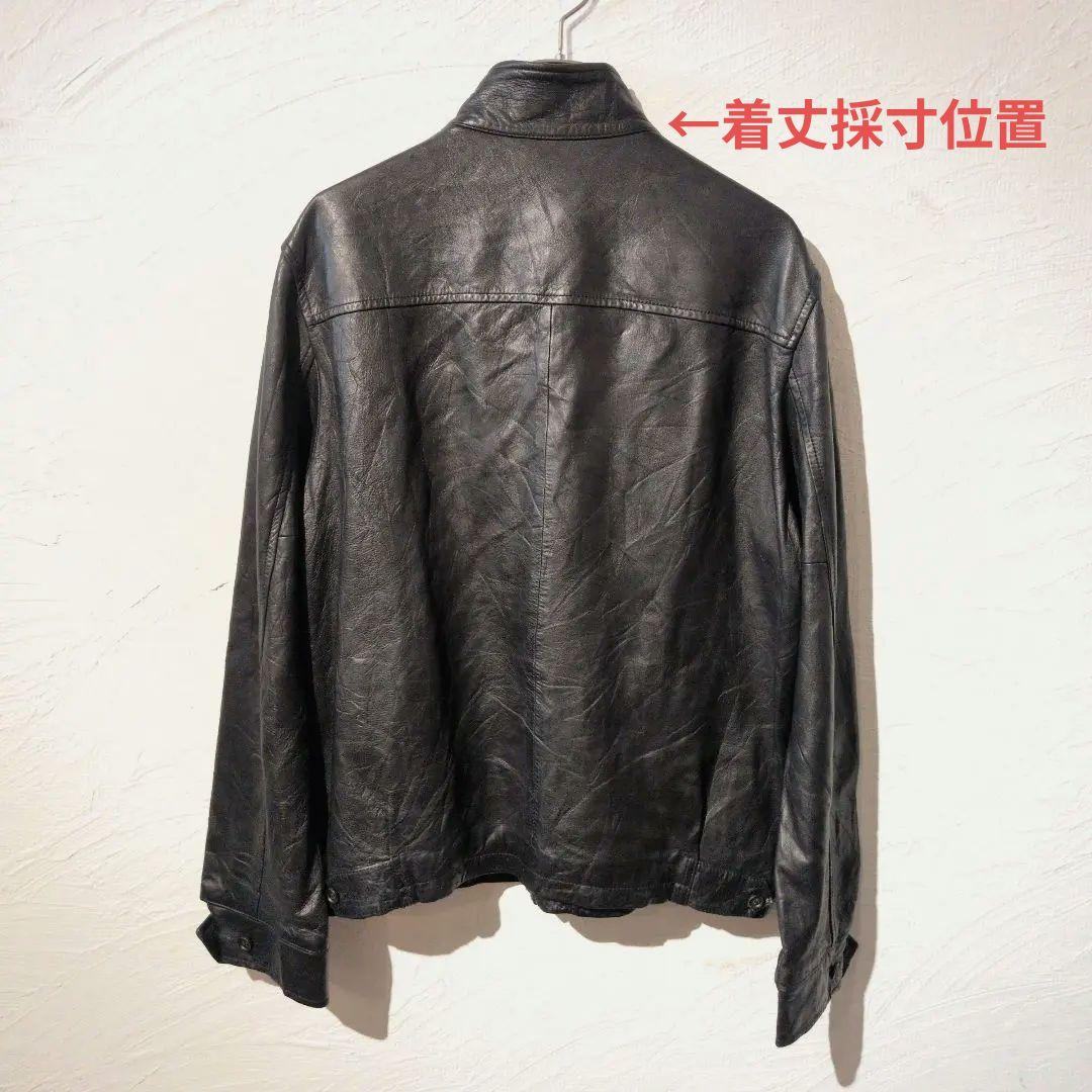 90年代希少　ラルフローレン　ブラックラムレザー　スタンドカラーレザージャケット