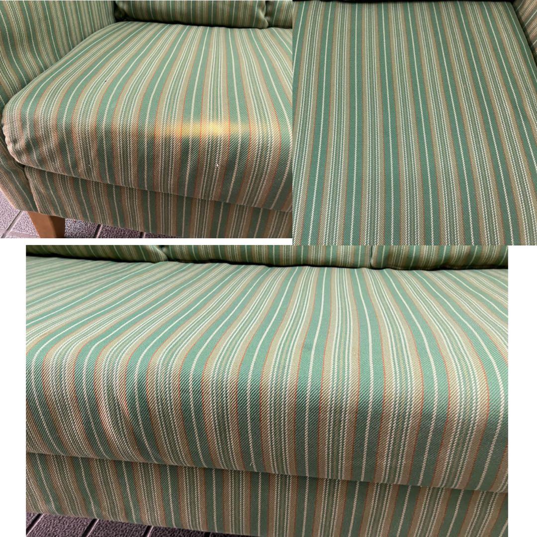 karimoku カリモク マルチカラーストライプ2人掛けソファ　グリーン　希少