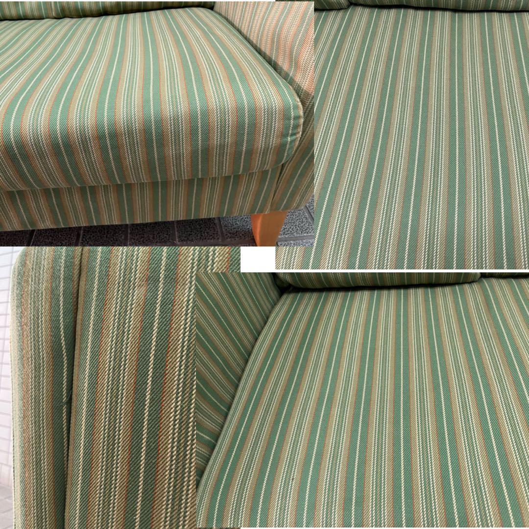 karimoku カリモク マルチカラーストライプ2人掛けソファ　グリーン　希少