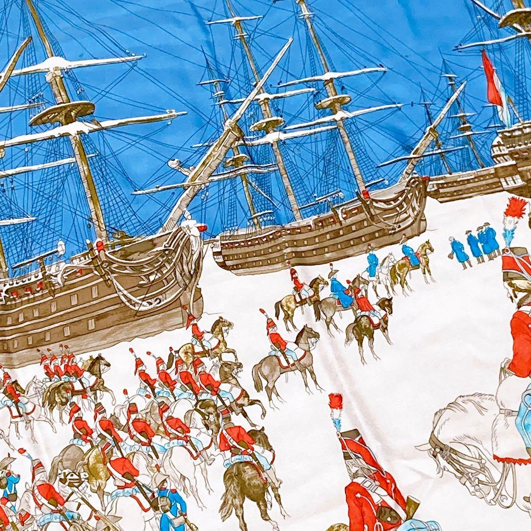 エルメス Hermès スカーフ カレ90 マリンエカヴァルリー 青 シルク