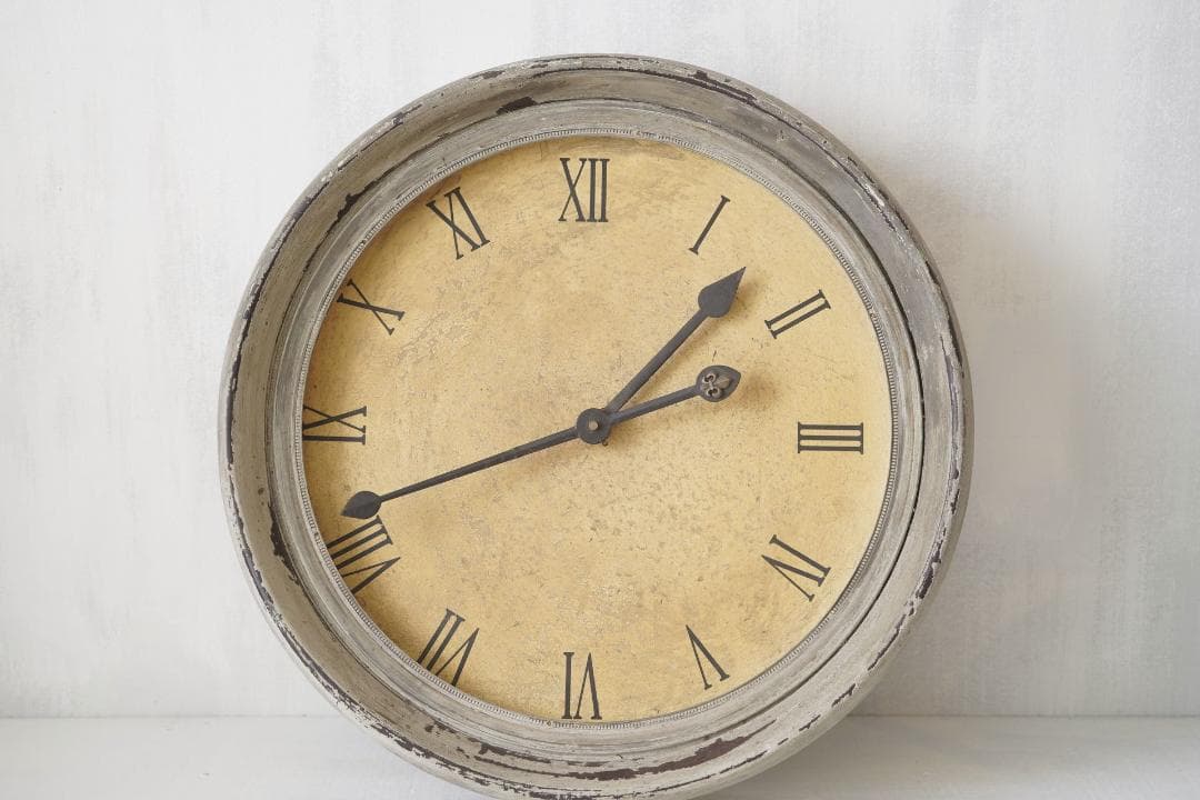 フランスアンティーク・お月様のような大きな掛時計 動作品・単3電池式 インテリア