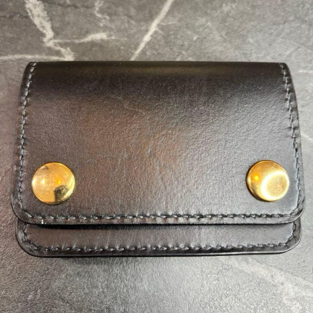 ショートトラッカーウォレット　レザー ミニ財布 黒・タイダイ　ハンドメイド