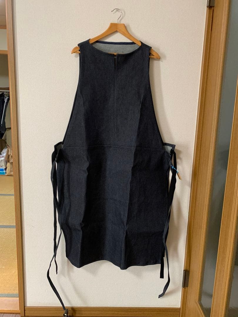 【美品】ダークデニム ノースリーブエプロン