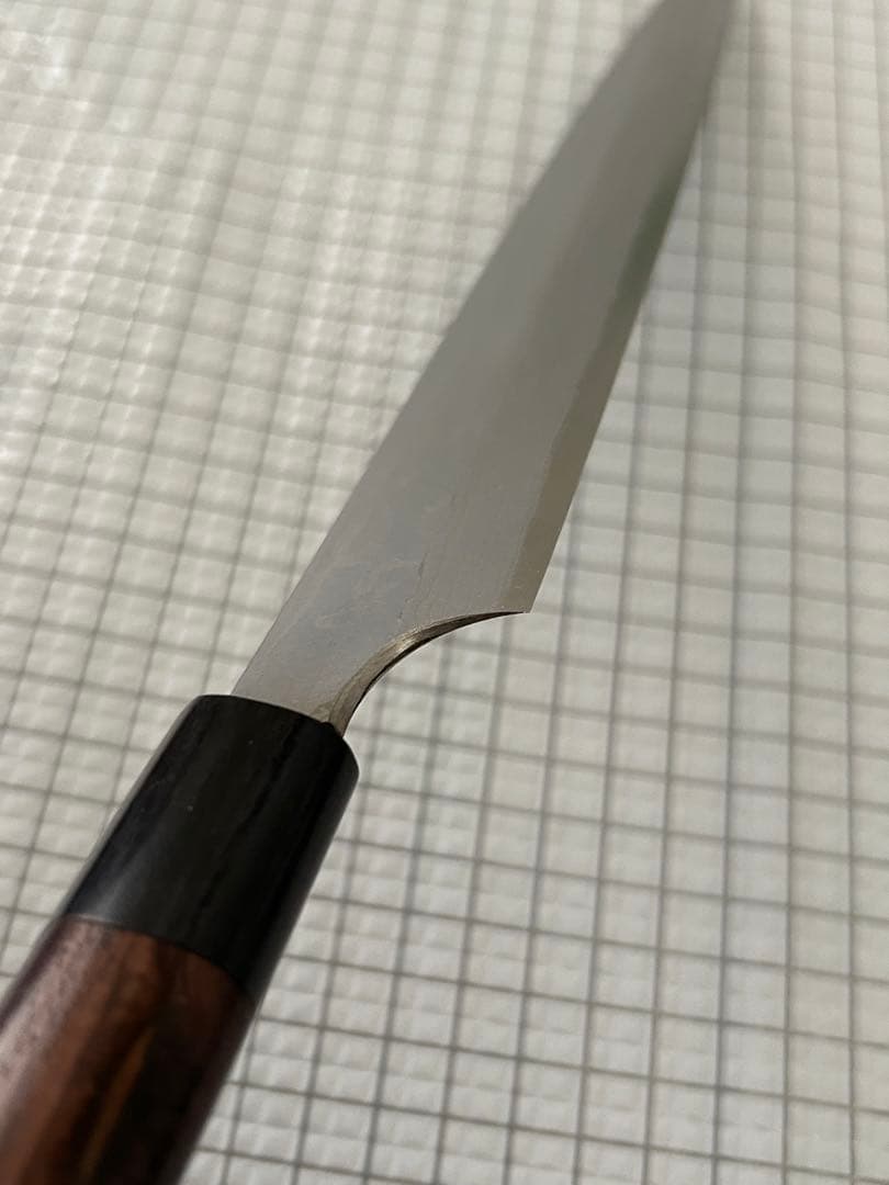 包丁 刺身包丁 柳刃包丁 ダマスカス 安来鋼青紙２号 270mm 紫檀シノギ柄①