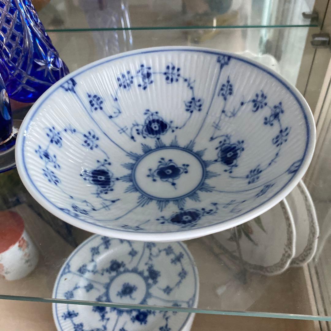 美品◾️ロイヤルコペンハーゲンサラダボールプレートブルーフルーテッド