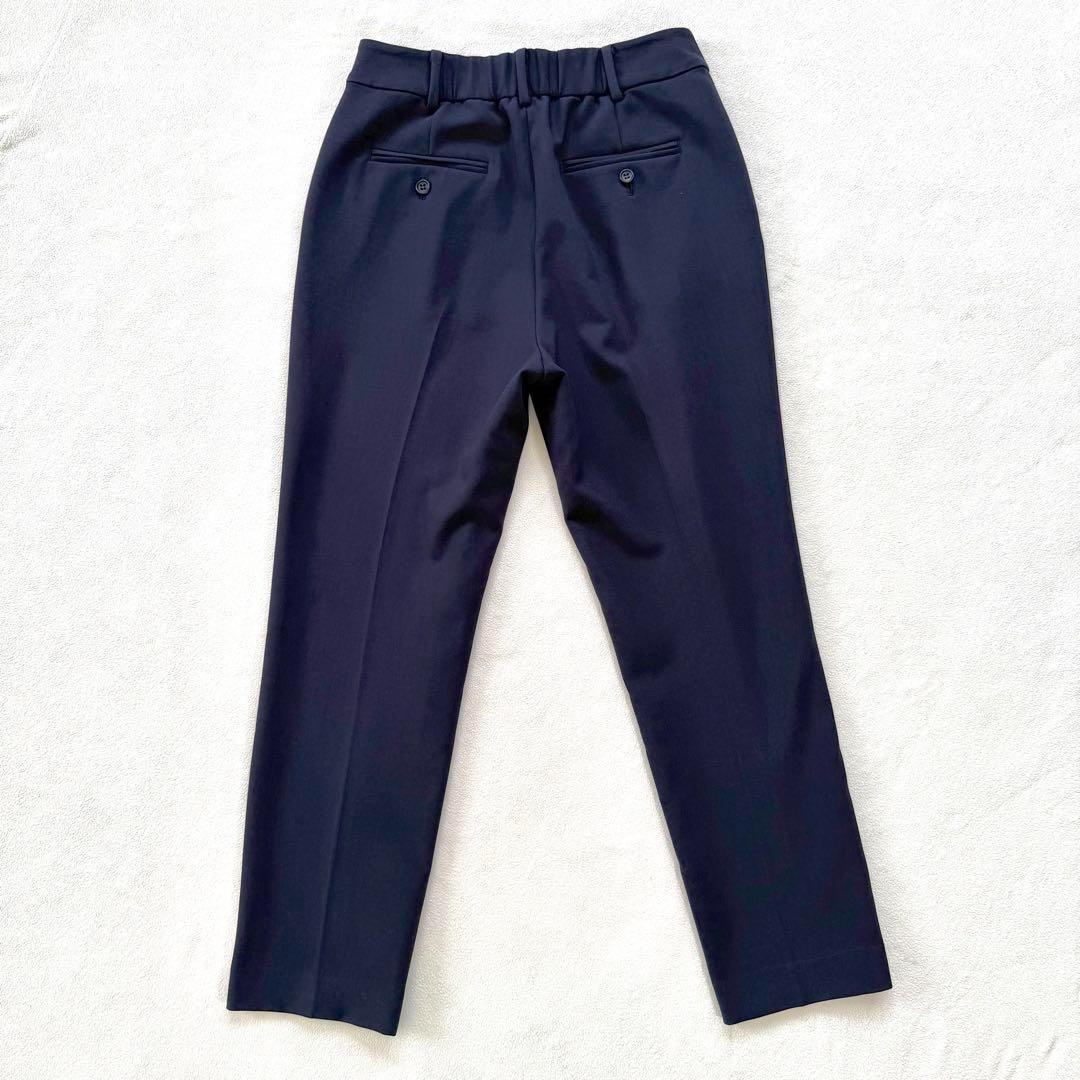 秋冬生地・L✨プラステ ノーカラー パンツ スーツ セットアップ ネイビー