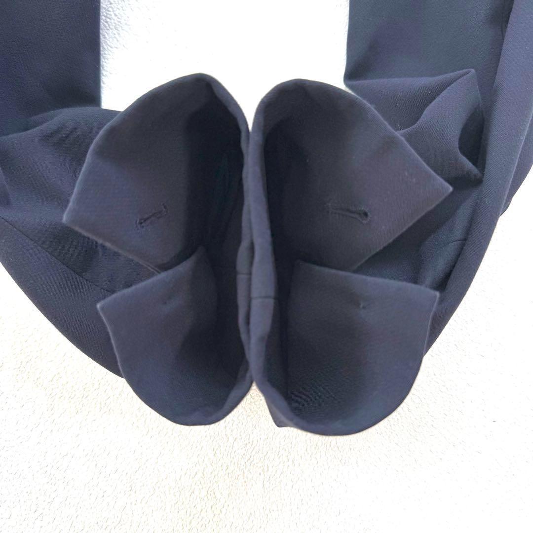 秋冬生地・L✨プラステ ノーカラー パンツ スーツ セットアップ ネイビー